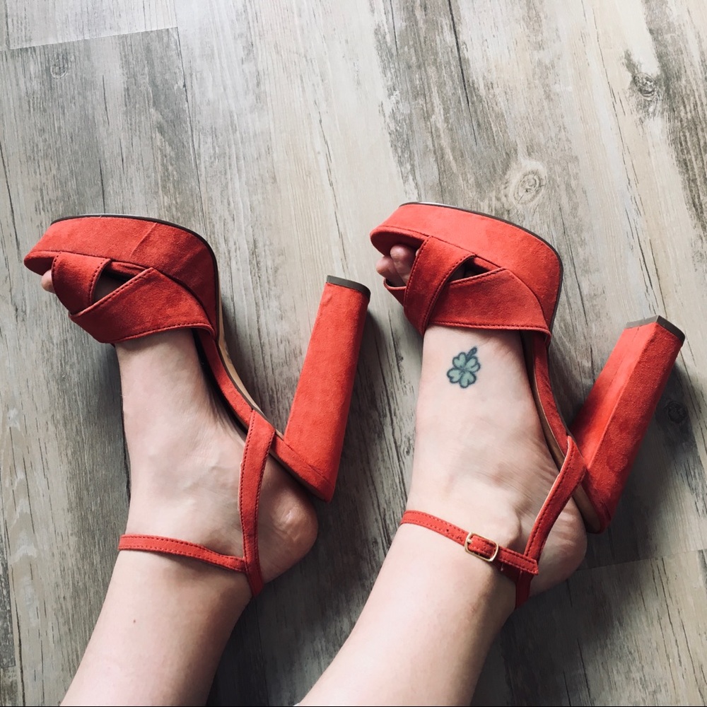 Rust Orange Platform Sandals - Picture 2 of 13